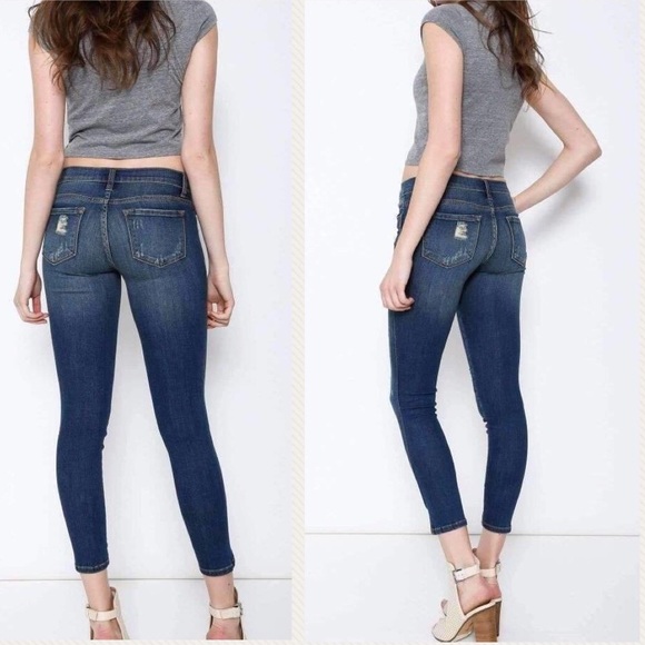 Last 1 ⬇️ Distressed Split Ankle Skinny Jeans - Picture 3 of 5